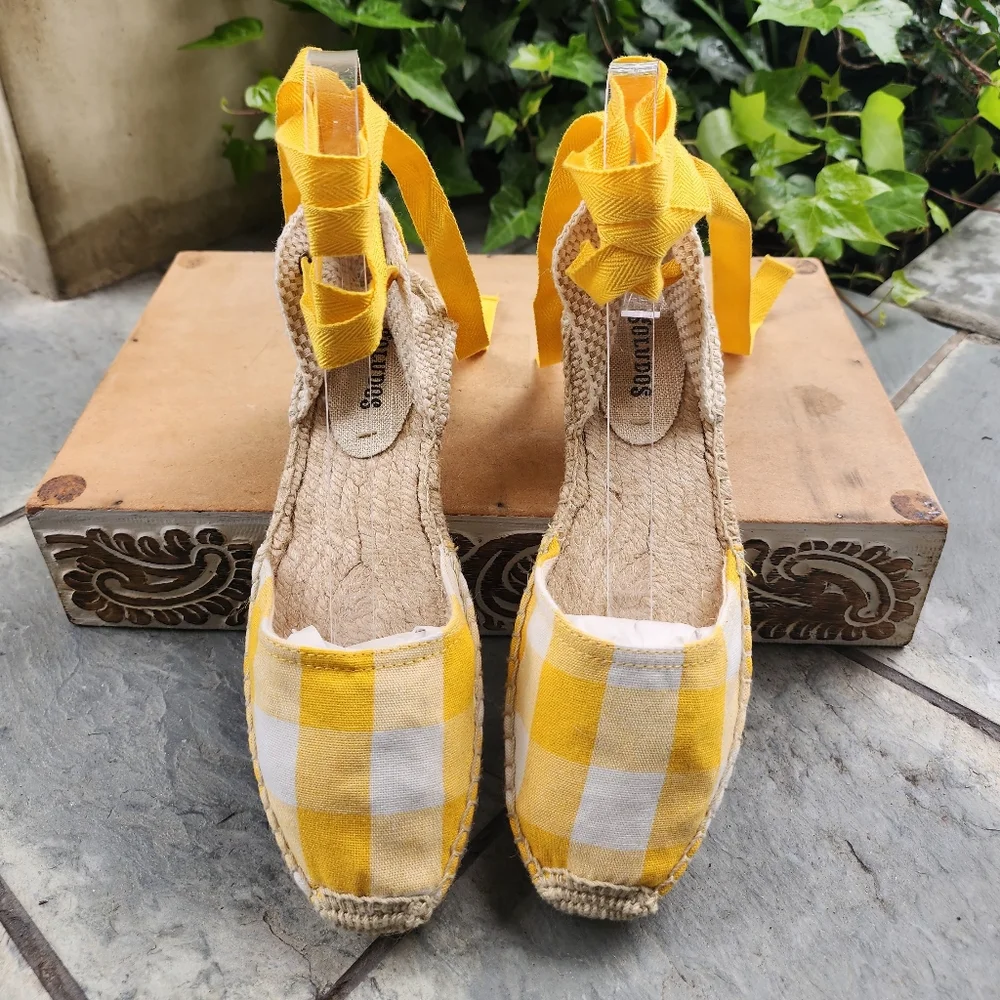 Stylish Gingham Soludos Wrap Espadrilles